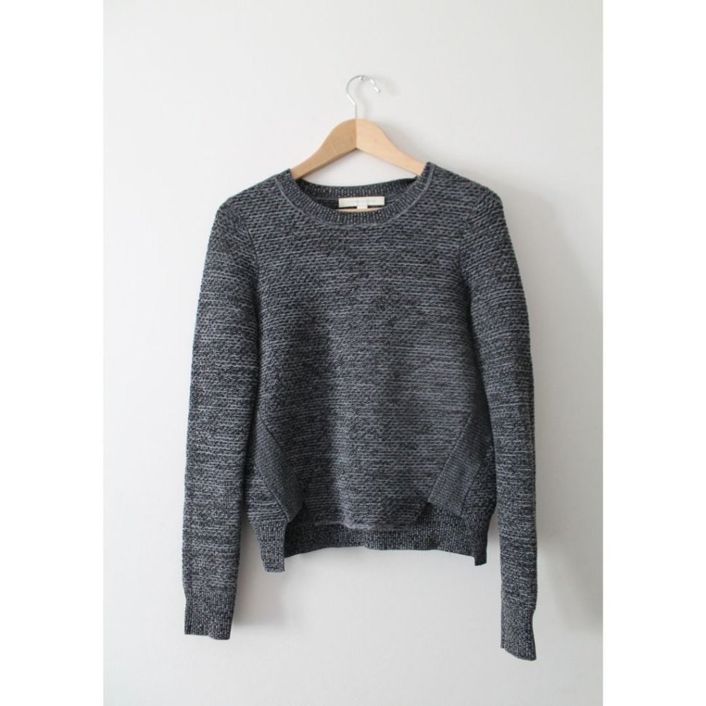 Jonathan Simkhai Textured Tred Knit Long Sleeve Top Grey Size XS
